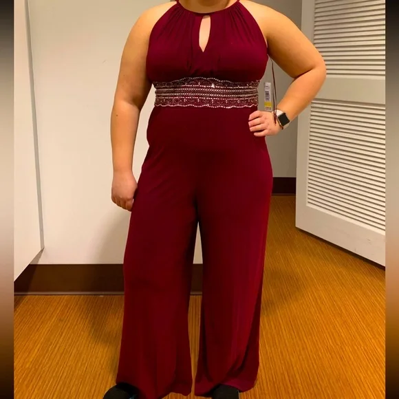 Macy's Pants Jumpsuits Fancy Jump Suit Maroon Burgundy